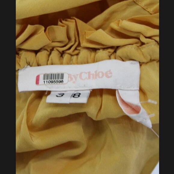 See By Chloe Mustard Yellow Sleeveless Eyelet Midi Dress 38 - Picture 7 of 8